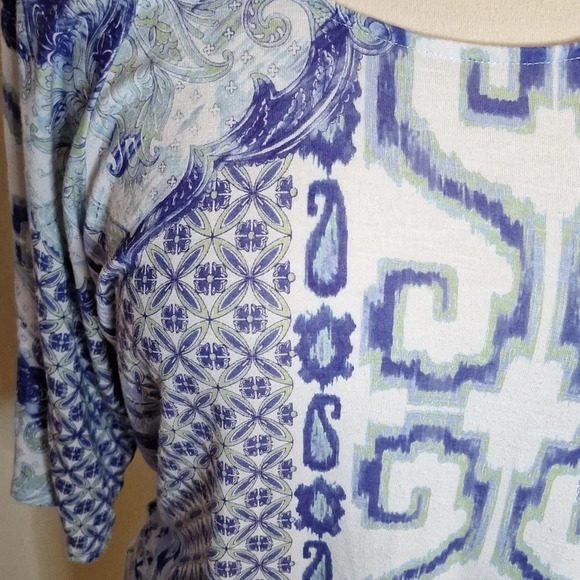 Chico's Border-Print East West Top Chico's SZ 1 - Picture 7 of 10